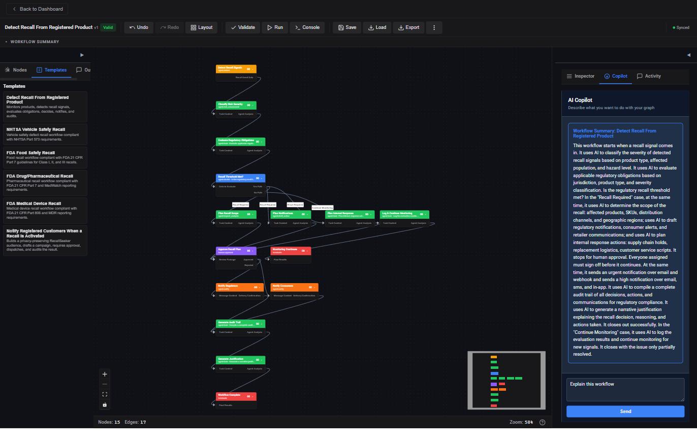 RMGE Copilot summarizing a loaded workflow in plain language