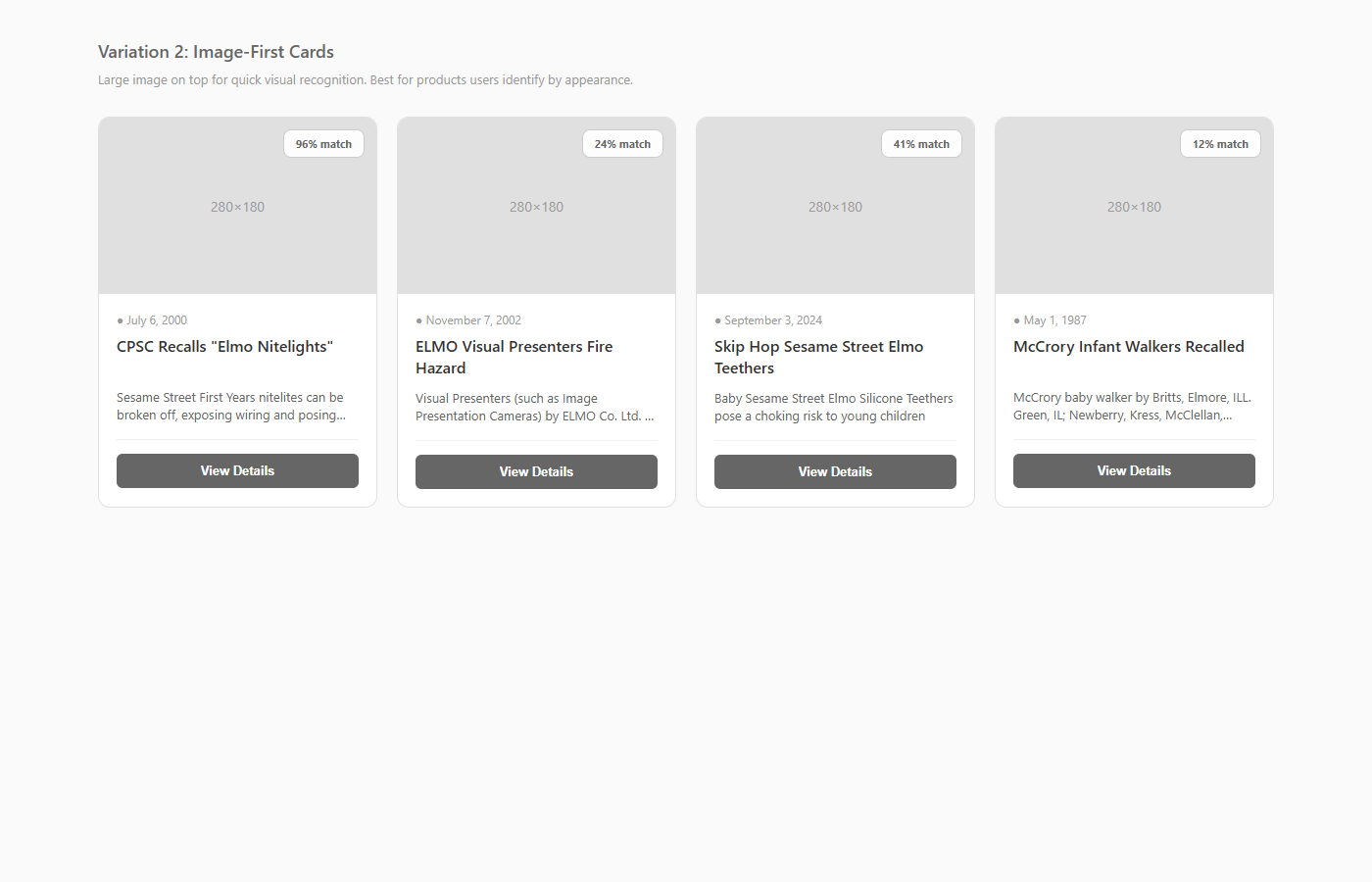 Image-first card layout
